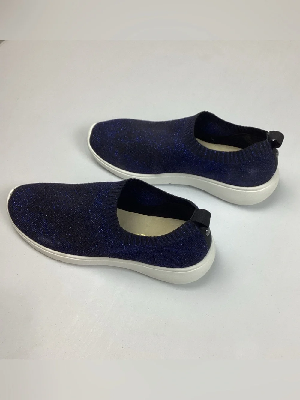Anne Klein Blue Wiley Sparkle Sock Slip On Shoes Sneakers Size 10